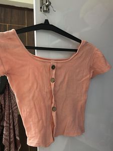 Cute Peach Button-Front Top