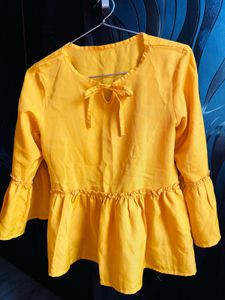 Yellow Tie-Neck Top