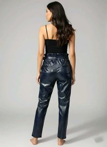 Mango Blue Faux Leather Pants Free Size 28 to 34
