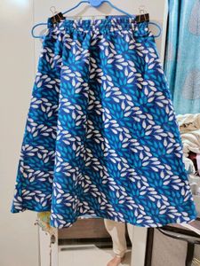Simple Blue Below Knee Skirt
