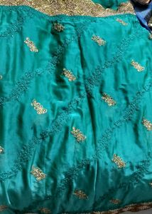 Elegant Teal Embroidered Saree