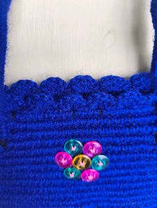 Blue Crochet Sling Bag