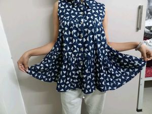 Bombay Paisley Twirl Top - Navy Blue
