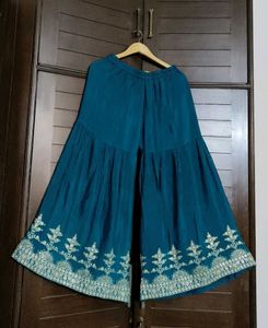 Women Green Silk Zari Embroidery Sharara Suit