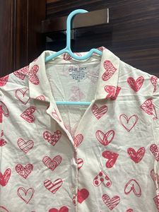 Heart Print Night suit
