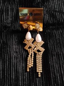 Vintage Pearl & Rhinestone Dangle Earrings