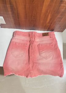 Pink Denim Skirt