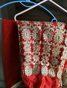 Elegant Red &amp; Gold Lehenga Set (Blouse+Duppata)