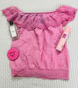 H&M Baby Pink Off Shoulder Top