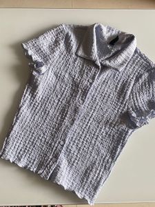 H&amp;M Lilac Textured Button-Up Top