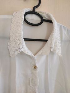 Lace Colar White Tops