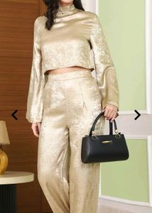 Shein Party Shimmer Crop Top &amp; Pant Co-Ord Set