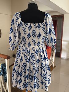 Blue &amp; White Print Dress ₹600 Sale ⚡️⚡️