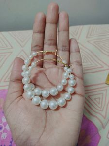Trendy White Pearl Hoop Earrings ✨✨🌟
