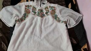 Embroidered White Top