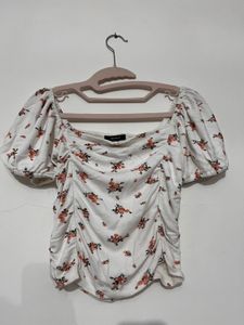 Floral Print Ruched Top