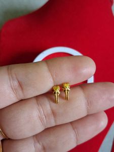 Gold Heart Stud Earrings