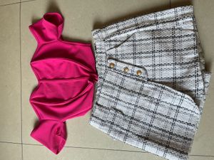 Hot Pink Ribbed Off Shoulder