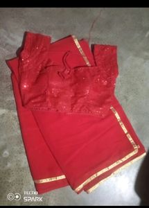 Red Saree With Blause❤