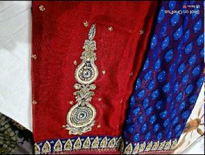 Beautiful Heavy Lehenga Style Sare Contrast Blouse