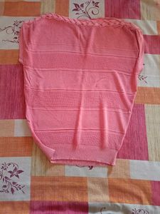 Peach Knit Top with Braided Detail