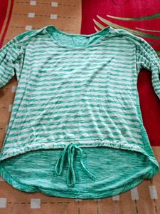 Striped Green & White Top
