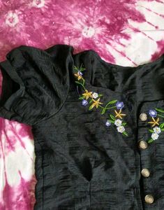 Black Top With Embroidery😍