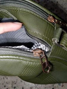 Vintage Olive Green and red crossbody bag