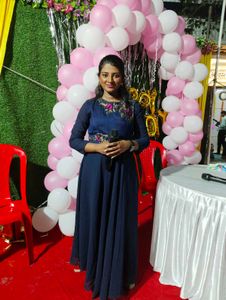 Stunning Navy Blue Embroidered Maxi Dress