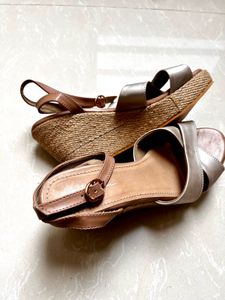 Women Golden Wedge Heels