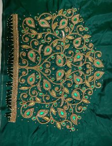 💚Green heavy bridal blouse Piece