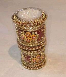 Maroon &amp; Gold Bridal Bangle Set