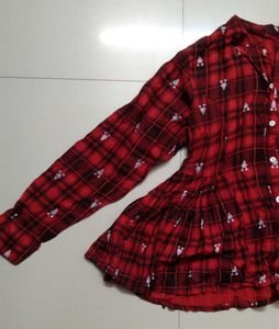 Rust Checkered Flare Shirt