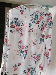 ColourfulWhite Shirt With Overall Flower Prints