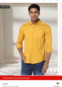 DNMX Cotton Slim Fit Shirt - Mustard