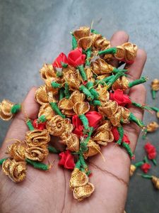 Artificial Hand Made Gold and Red Roses 🌹 💛 ✨️