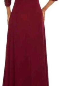 Burgundy Sequin Sleeve Gown