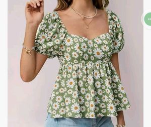 Floral Print Green Top