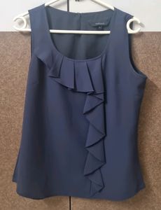 Van Heusen Sleeveless Grey Ruffle Top