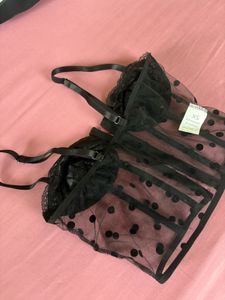 Black Polka Dot Corset Top