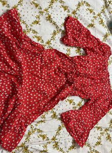 Red Floral Off-Shoulder Mini Dress