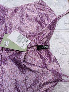 H&amp;M Sweetheart Neck Satin Dress