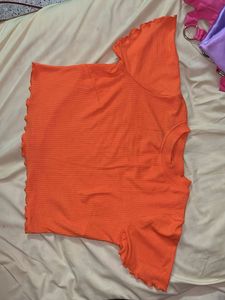 Ribbed Orange T-Shirt