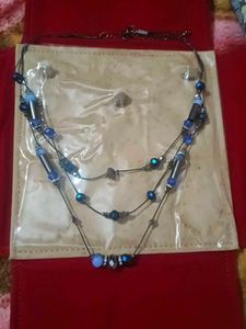Blue Beaded Layered Necklace