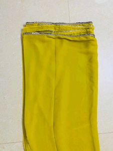 ⭐Yellow Saree with Mirror Border⭐