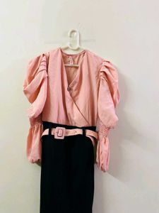 Chic Pink &amp; Black Dress🩷