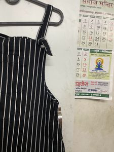 Rio Striped Dungree Dress With Slip Pocket