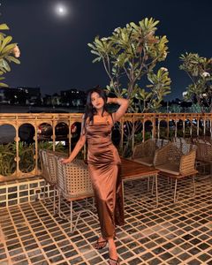 Silky Brown Maxi Dress