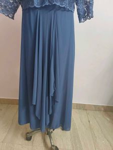 Blue Lace Overlay Dress