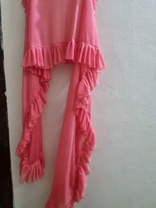 Peach skirt with ruffle dupatta